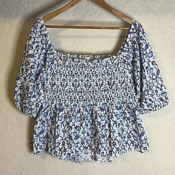 Sachin and Babi‎ Shirt Womens Size Large Millie Eyelet Puff Sleeve Top Blouse - Picture 1 of 6
